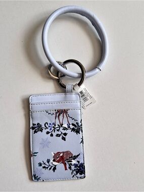 Vera Bradley Blue Christmas  Floral ID Wristlet Keychain
